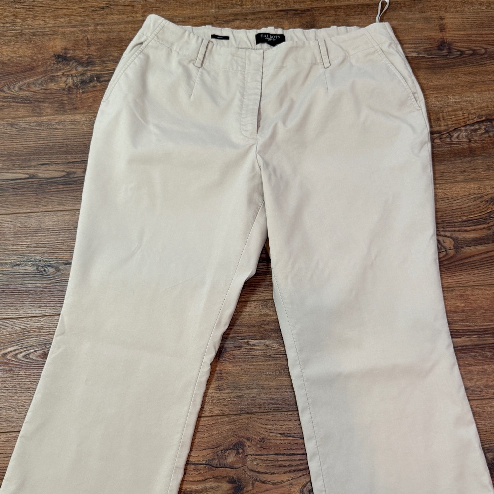 Hemmed - Talbots Woman Heritage Slacks Light Tan with covered buttons - 14w